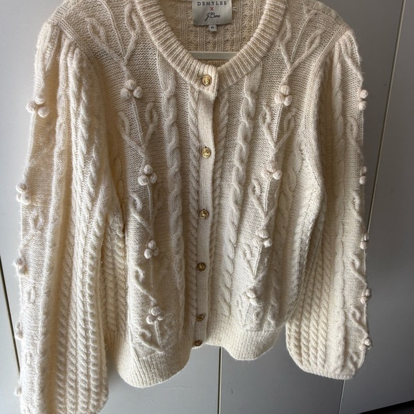J. Crew Demylee Ivory Knit Cardigan XL - Picture 2 of 6